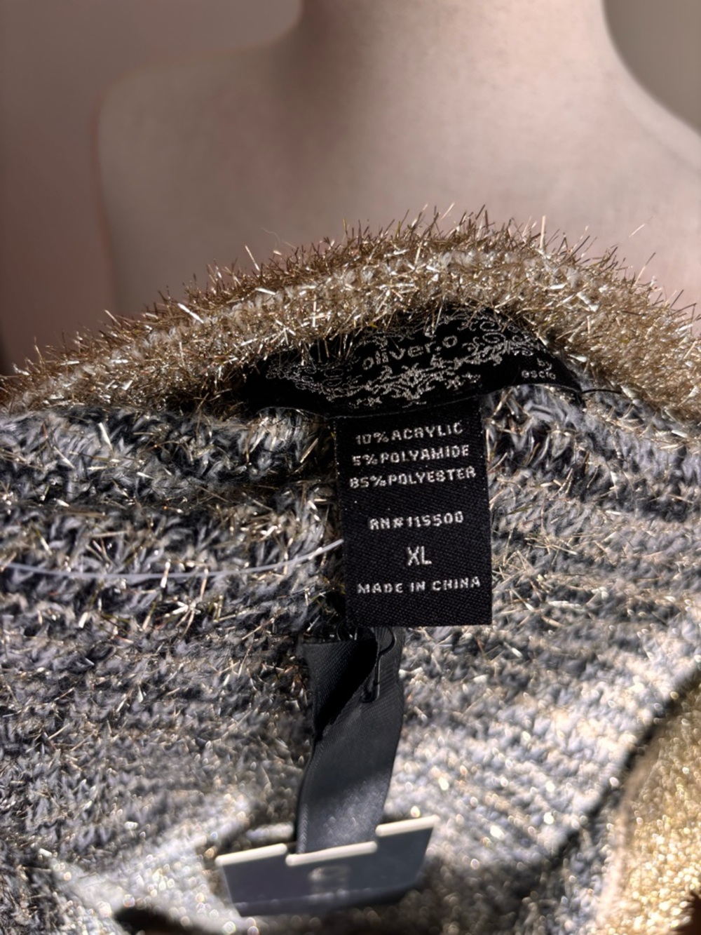 Oliver.o Sparkle Knit Jacket XL SW4204 Gold Lurex - Picture 4 of 5